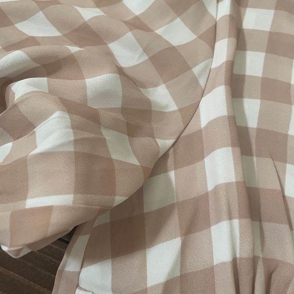 Beige gingham jumpsuit cropped - Picture 3 of 5